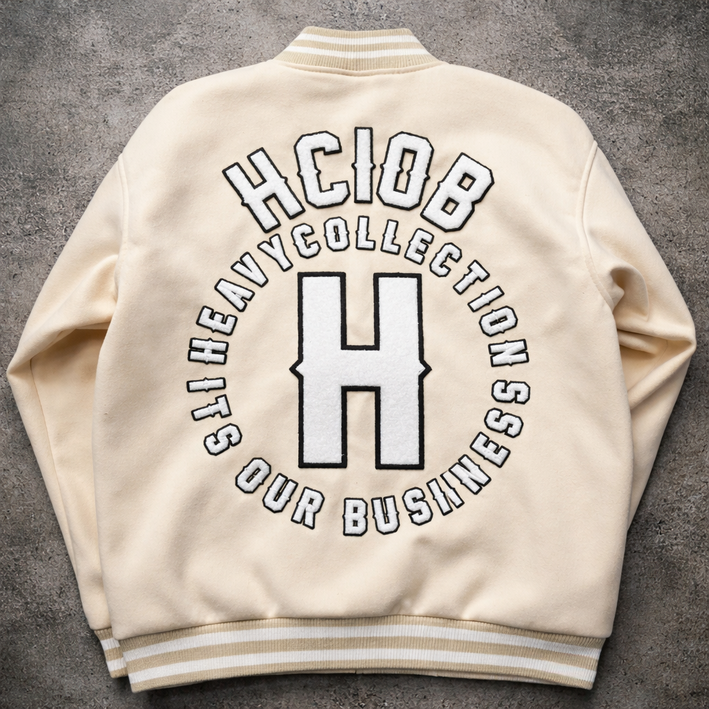 BEIGE VARSITY BOMBER JACKETS