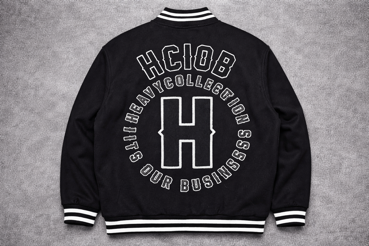 BLACK VARSITY BOMBER JACKET