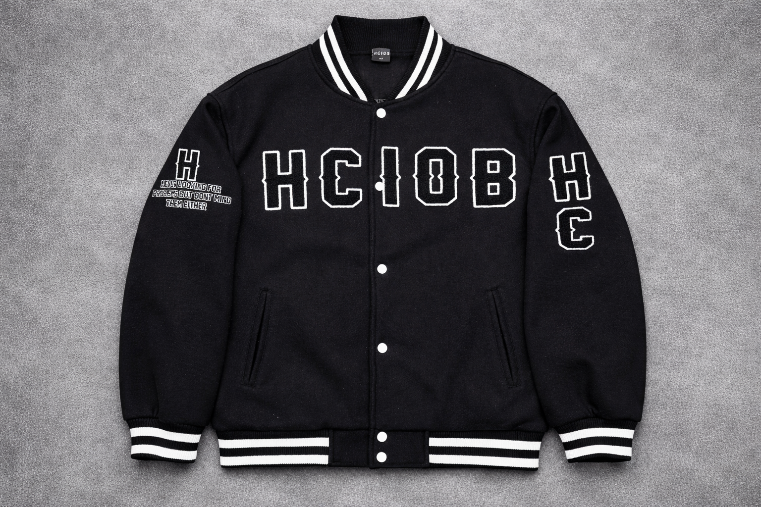 BLACK VARSITY BOMBER JACKET