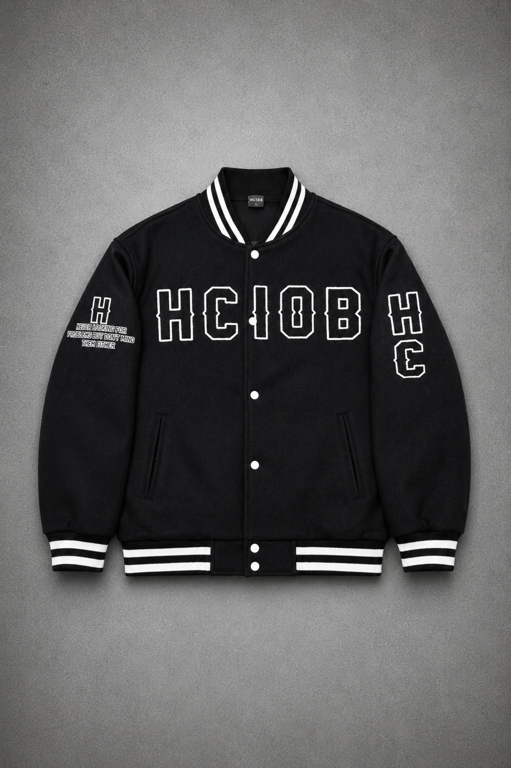 BLACK VARSITY BOMBER JACKET