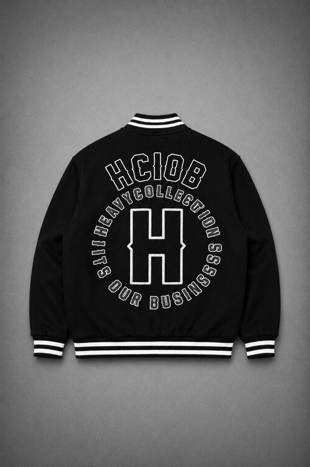 BLACK VARSITY BOMBER JACKET